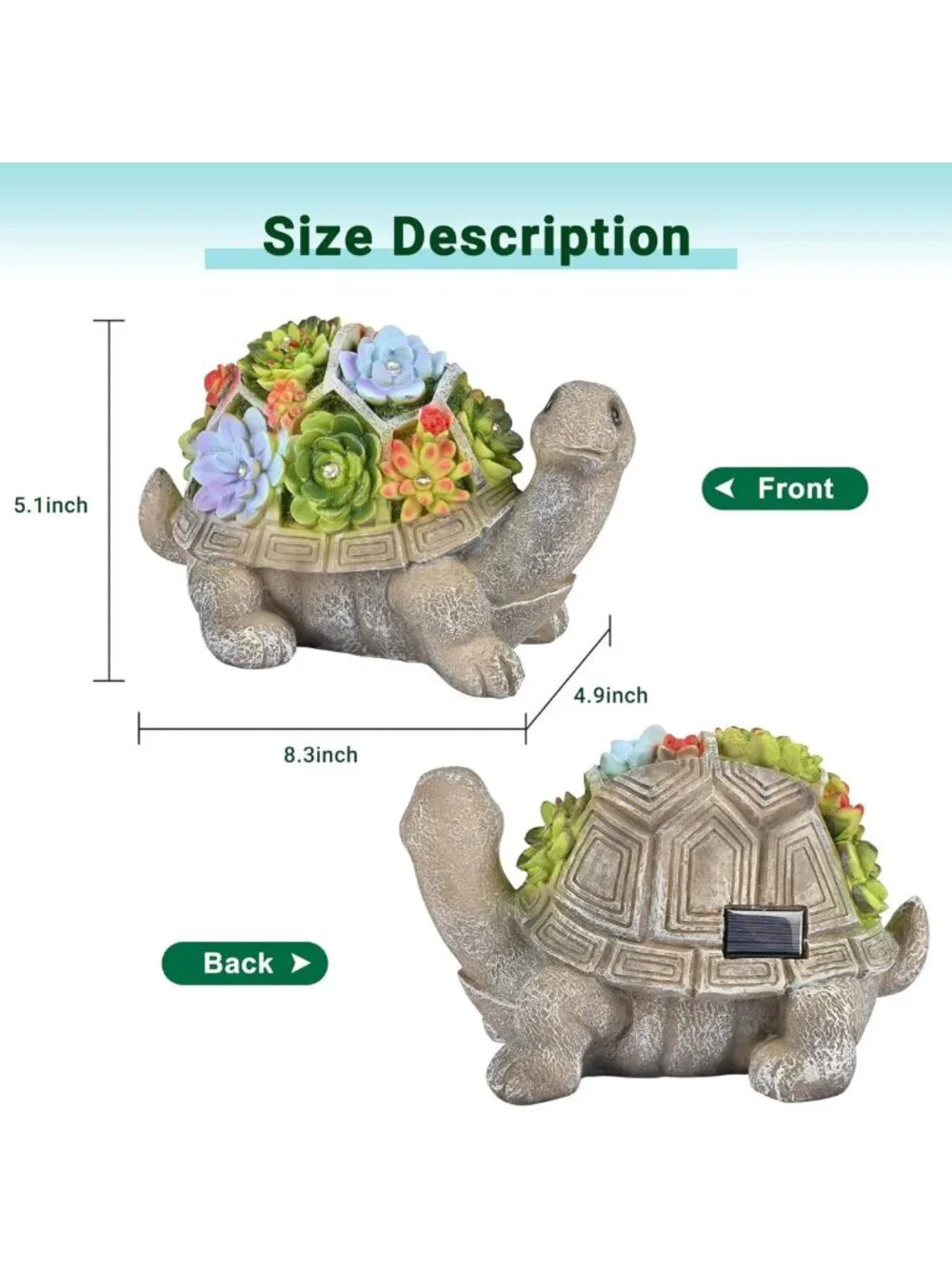 Solar Turtle Garden Statue with Lights - Unique Outdoor Decor & Gifts for Mom